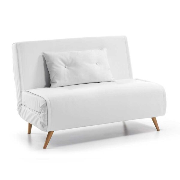 Klappcouch in Weiß Microfaser Skandi Design