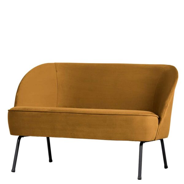 Zweisitzer Sofa in Senf Gelb Vierfußgestell aus Metall